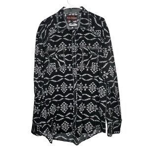 Rock & Roll Cowboy Mens XL Snap Shirt Black Long Sleeve Southwest Western Rodeo